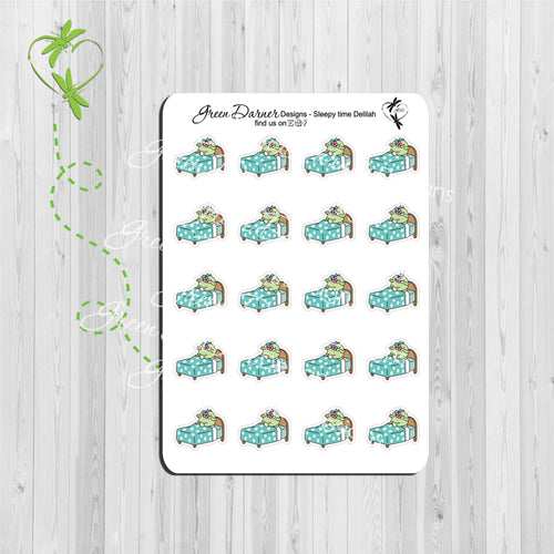 Delilah the Dragon sleepy time  Kawaii character decorative stickers for planners, calendars and scrapbooking
