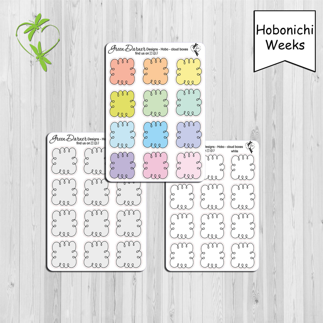 Hobonichi Weeks sized cloud boxes - functional planner sticker