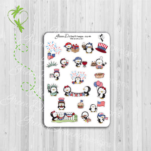 Pearl the Penguin - July the 4th - Kawaii character sticker