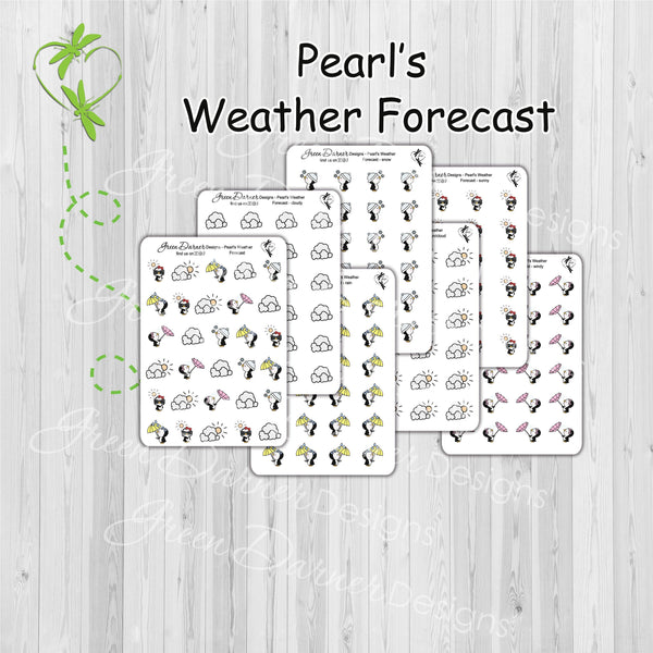 Load image into Gallery viewer, Pearl the Penguin - Weather Forecast - Kawaii character sticker
