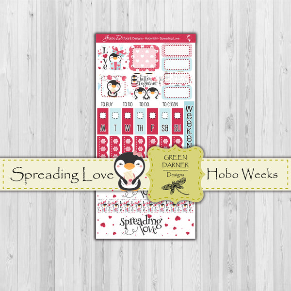 Load image into Gallery viewer, Spreading Love - Hobonichi Weeks decorative weekly planner sticker kit
