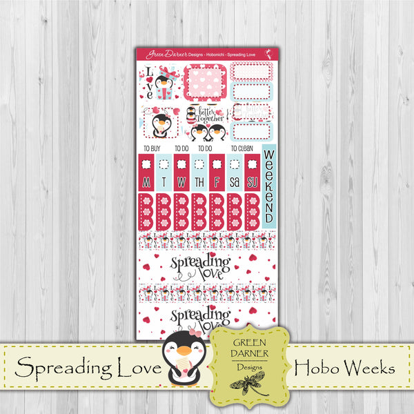Load image into Gallery viewer, Spreading Love - Hobonichi Weeks decorative weekly planner sticker kit
