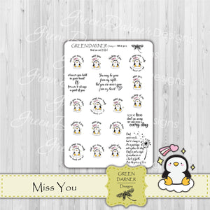 Pearl the Penguin - Miss You - Memorial - Kawaii character sticker