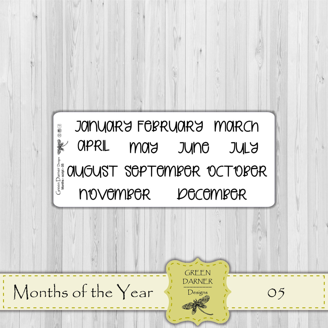 Months of the Year - Full months 05 -  text/script stickers