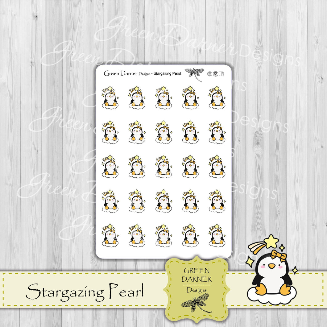 Pearl the Penguin - Stargazing - Kawaii character sticker
