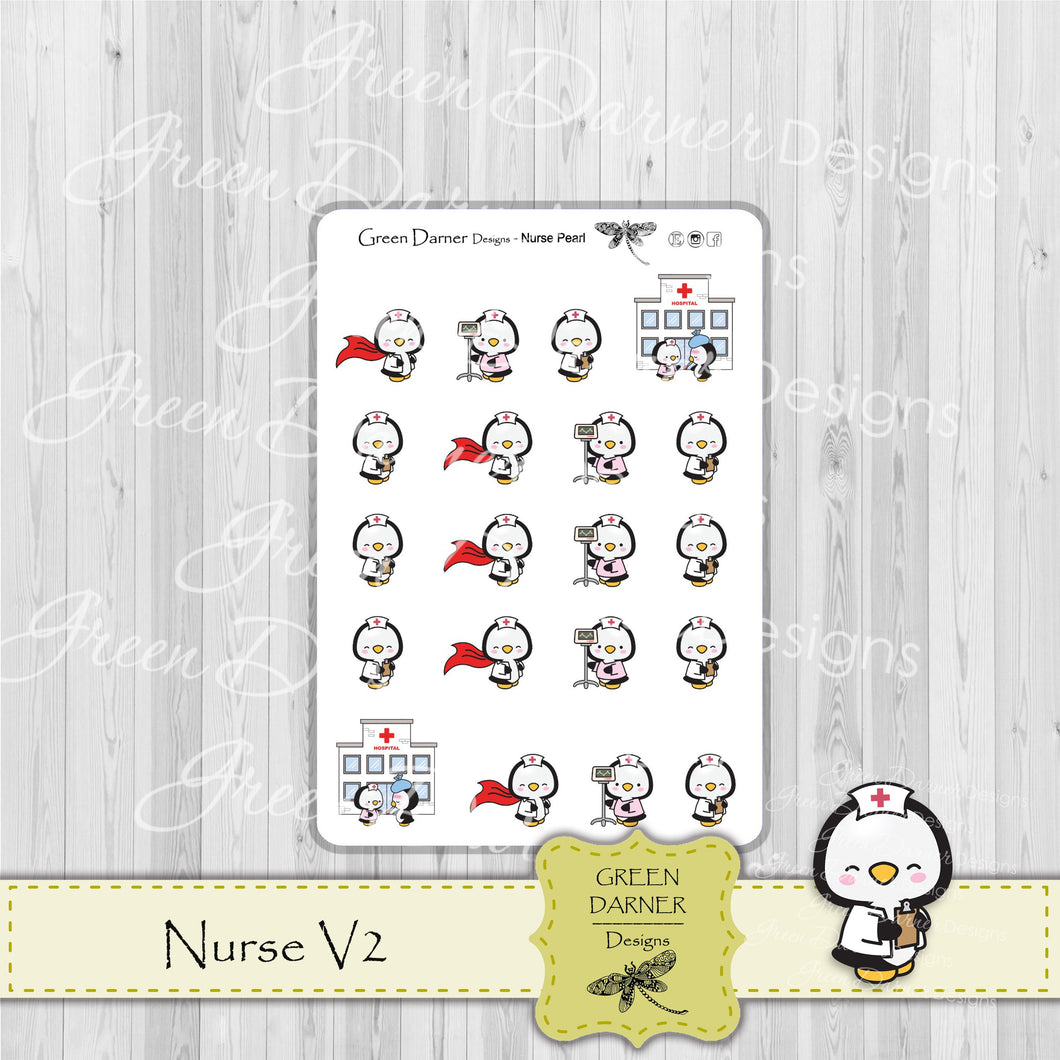 Pearl the Penguin - Nurse V2 - Kawaii character sticker
