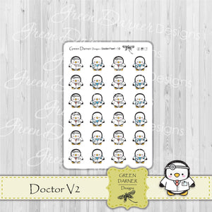 Pearl the Penguin - Doctor V2 - Kawaii character sticker