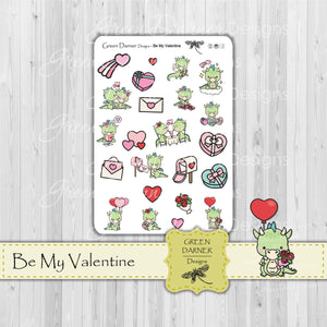Dudley the Dragon - Be Mine Valentine - Kawaii character sticker