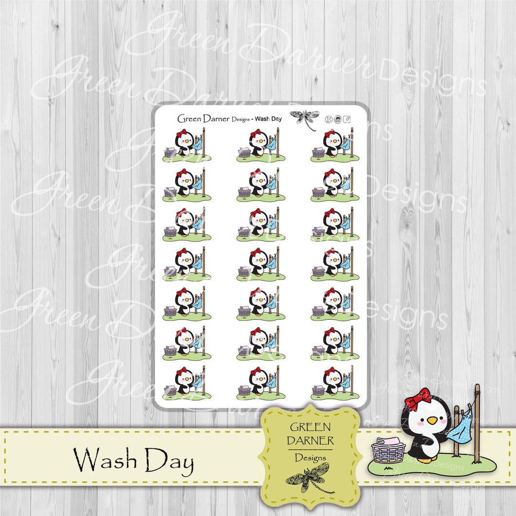 Pearl the Penguin - Wash Day - Kawaii character sticker