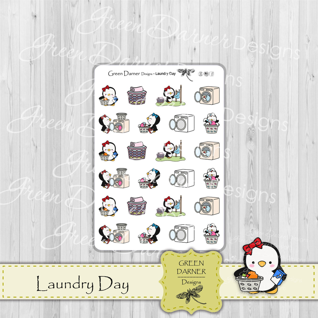 Pearl the Penguin - Laudry Day - Kawaii character sticker