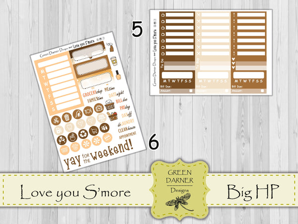 Load image into Gallery viewer, Love you S&#39;more - Big Happy Planner weekly sticker kit - vertical planner stickers
