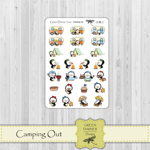 Pearl the Penguin - Camping Out - Kawaii character sticker