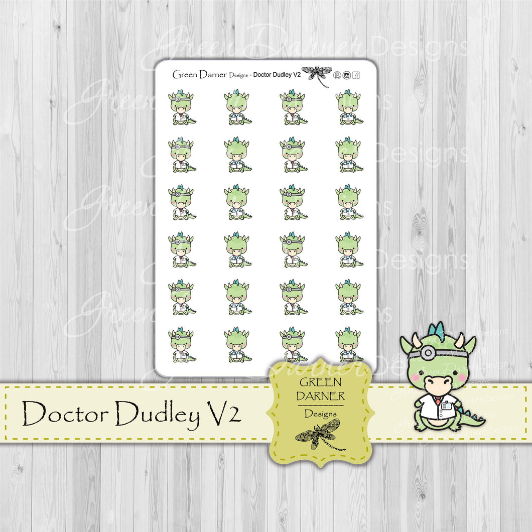 Dudley the Dragon Doctor, stickers for planners, calendars and scrapbooking