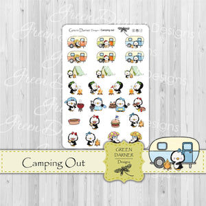 Pearl the Penguin - Camping Out - Kawaii character sticker