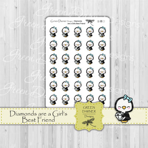 Pearl the Penguin - Diamonds are a Girl's best friend - Kawaii character sticker