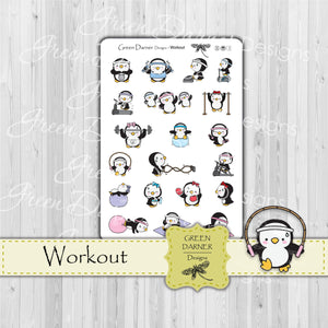 Pearl the Penguin - Workout - Kawaii character sticker