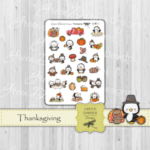 Pearl the Penguin - Thanksgiving - Kawaii character sticker