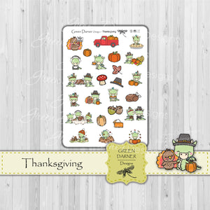 Dudley the Dragon decorative Thanksgiving stickers great for planners, calendars and scrapbooking