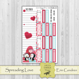 Erin Condern Planner Monthly - Spreading Love - Pearl the Penguin - customizable monthly
