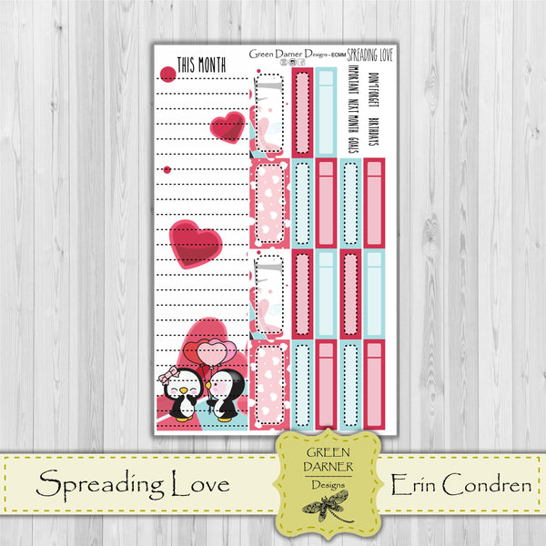 Load image into Gallery viewer, Erin Condern Planner Monthly - Spreading Love - Pearl the Penguin - customizable monthly
