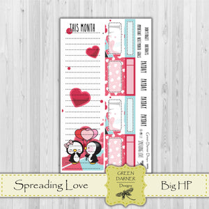 Big Happy Planner Monthly - Spreading Love - Pearl the Penguin- customizable monthly
