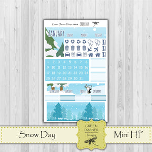 Mini Happy Planner Monthly - Snow Day - Pearl the Penguin - customizable monthly
