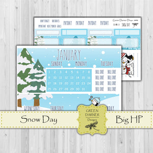 Big Happy Planner Monthly - Snow Day - Pearl the Penguin - customizable monthly