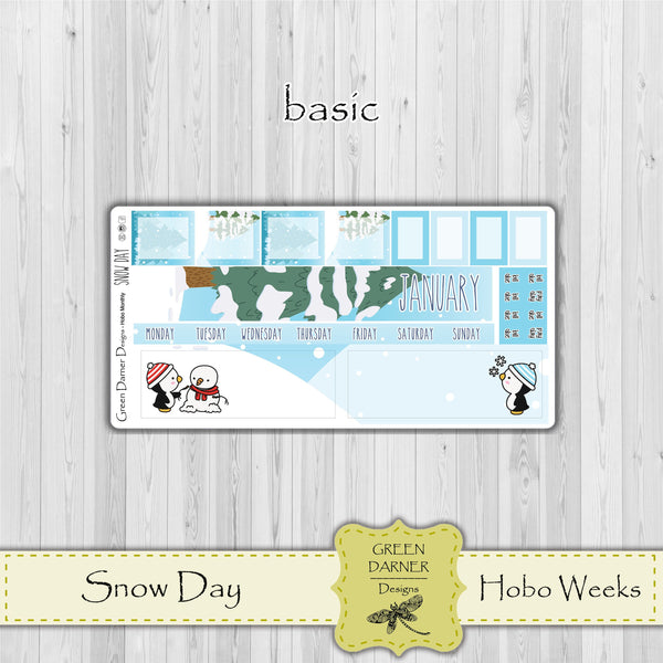 Load image into Gallery viewer, Hobonichi Weeks - Snow Day - Pearl the Penguin - customizable monthly
