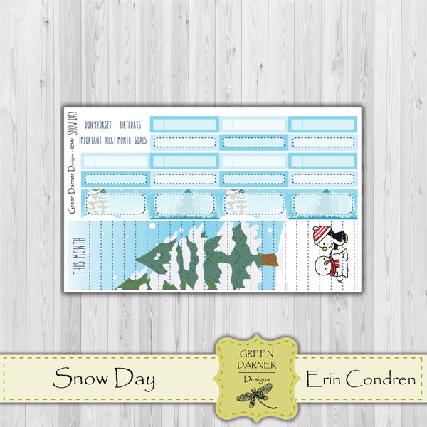 Load image into Gallery viewer, Erin Condern Planner Monthly - Snow day - Pearl the Penguin - customizable monthly
