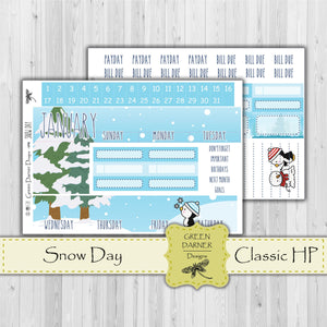 Happy Planner Monthly - Snow Day- Pearl the Penguin - customizable monthly