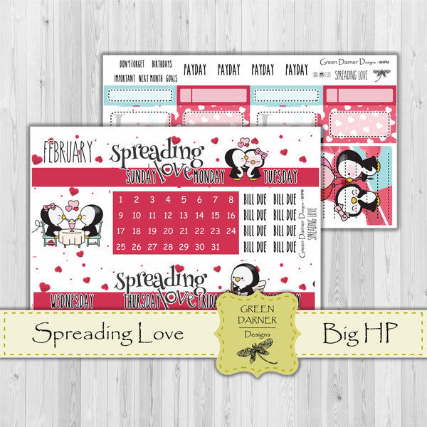 Load image into Gallery viewer, Big Happy Planner Monthly - Spreading Love - Pearl the Penguin- customizable monthly
