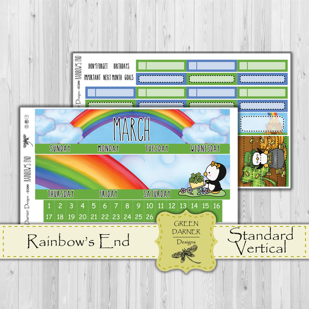 Erin Condern Planner Monthly - Rainbow's End - Pearl the Penguin - customizable monthly