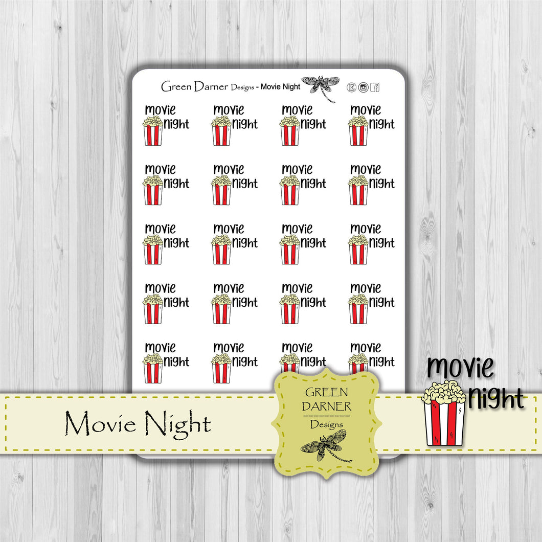 Movie Night icon planner stickers