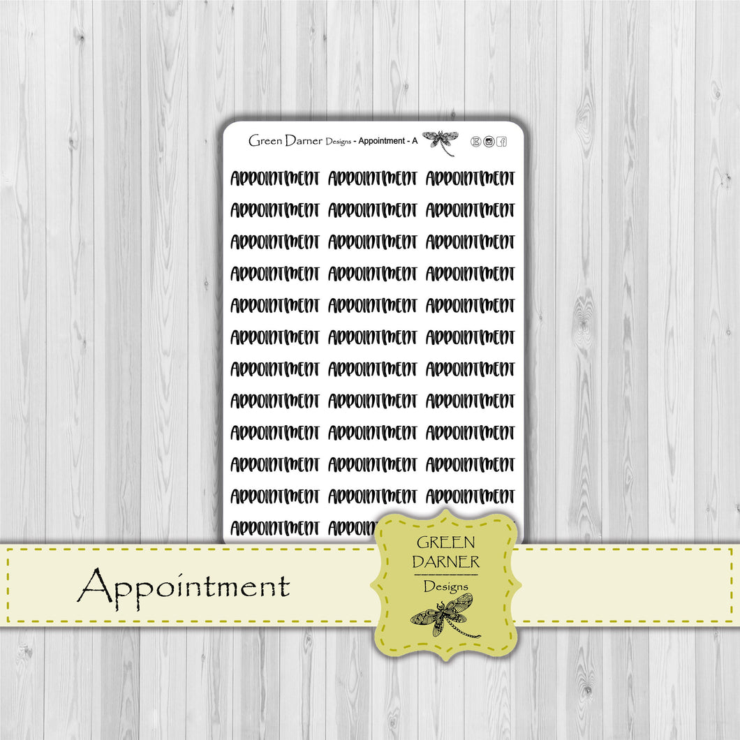 Appointment -  text/script stickers