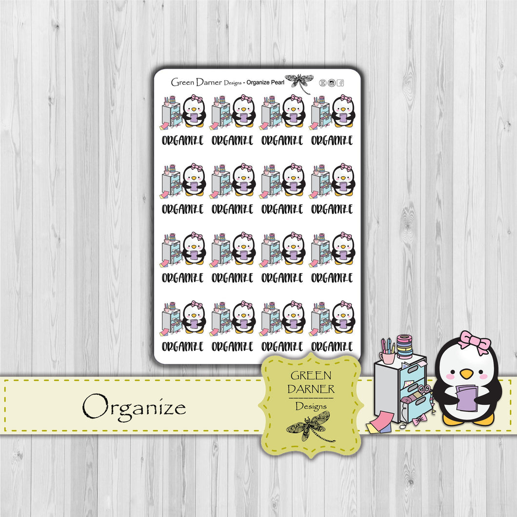 Pearl the Penguin - Organize - Kawaii character sticker