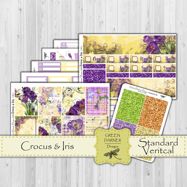 Load image into Gallery viewer, Crocus &amp; Iris - standard vertical/Erin Condren weekly planner sticker kit
