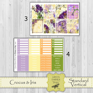 Crocus & Iris - standard vertical/Erin Condren weekly planner sticker kit