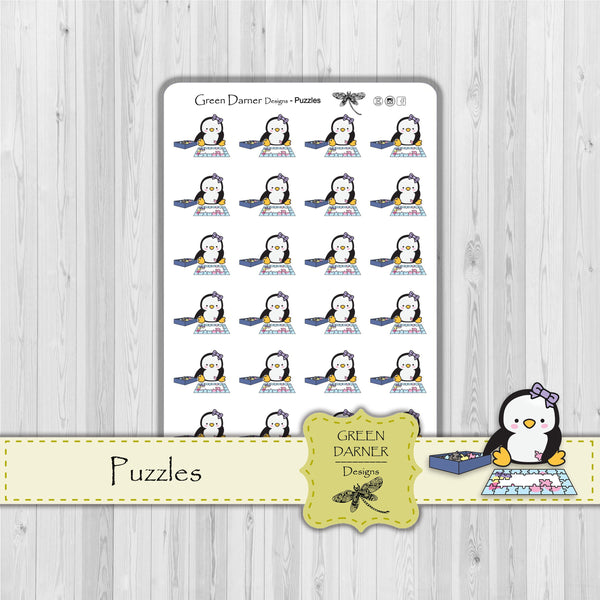 Load image into Gallery viewer, Pearl the Penguin - Puzzles - Kawaii character sticker
