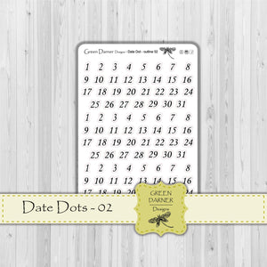 Date Dots 02 -  text/script stickers