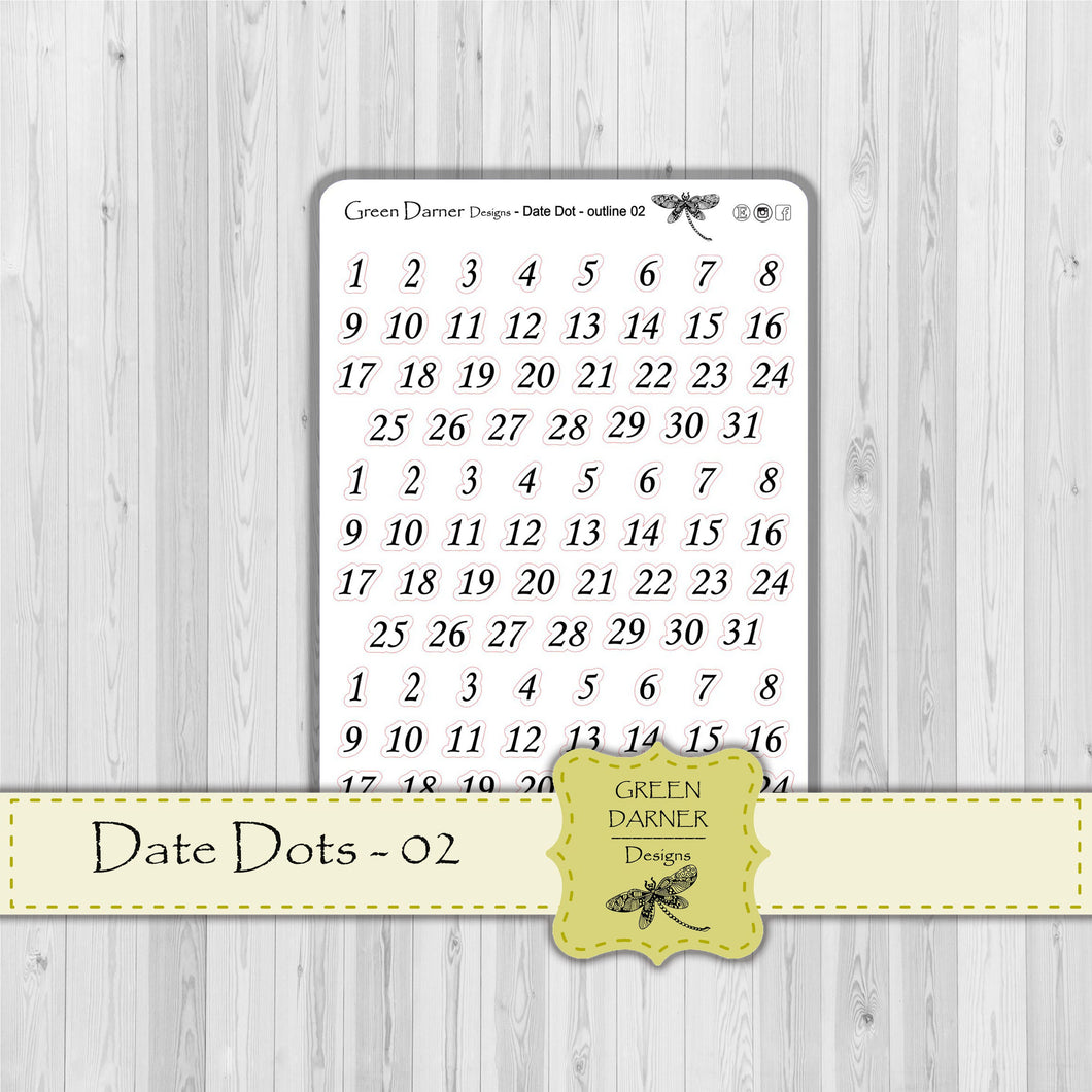 Date Dots 02 -  text/script stickers