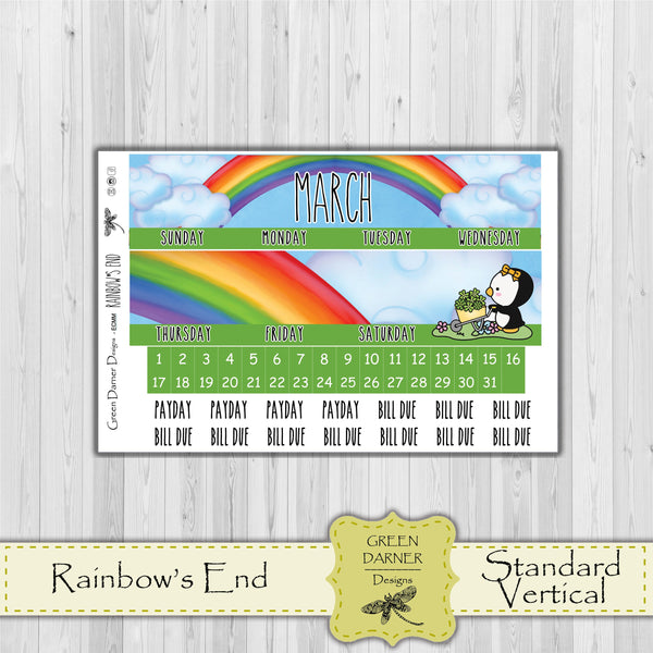 Load image into Gallery viewer, Erin Condern Planner Monthly - Rainbow&#39;s End - Pearl the Penguin - customizable monthly

