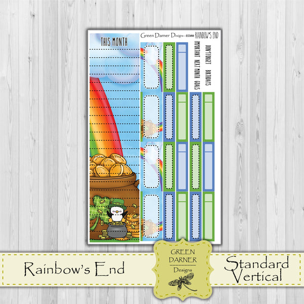 Load image into Gallery viewer, Erin Condern Planner Monthly - Rainbow&#39;s End - Pearl the Penguin - customizable monthly
