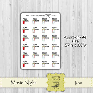 Movie Night icon planner stickers