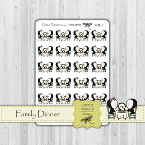 Pearl the Penguin - Family Dinner - Kawaii character sticker