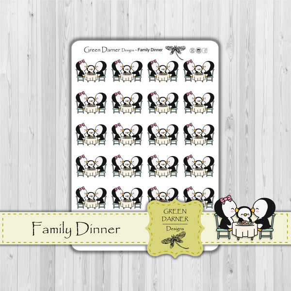Load image into Gallery viewer, Pearl the Penguin - Family Dinner - Kawaii character sticker
