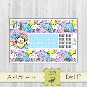 Big Happy Planner Monthly - April Showers - Pearl the Penguin - customizable monthly