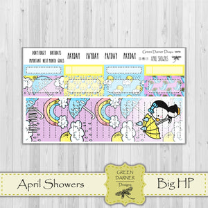Big Happy Planner Monthly - April Showers - Pearl the Penguin - customizable monthly