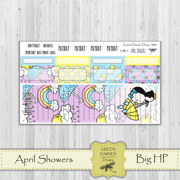 Load image into Gallery viewer, Big Happy Planner Monthly - April Showers - Pearl the Penguin - customizable monthly
