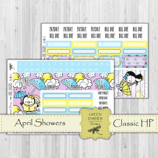 Load image into Gallery viewer, Happy Planner Monthly - April Showers - Pearl the Penguin  - customizable monthly
