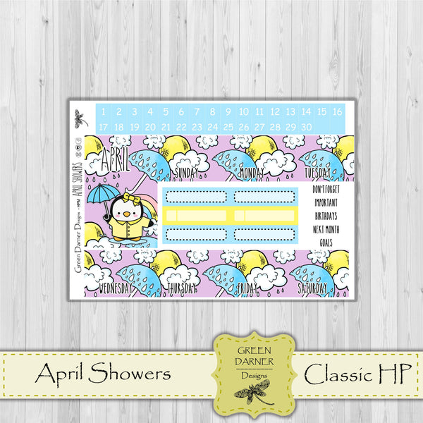 Load image into Gallery viewer, Happy Planner Monthly - April Showers - Pearl the Penguin  - customizable monthly
